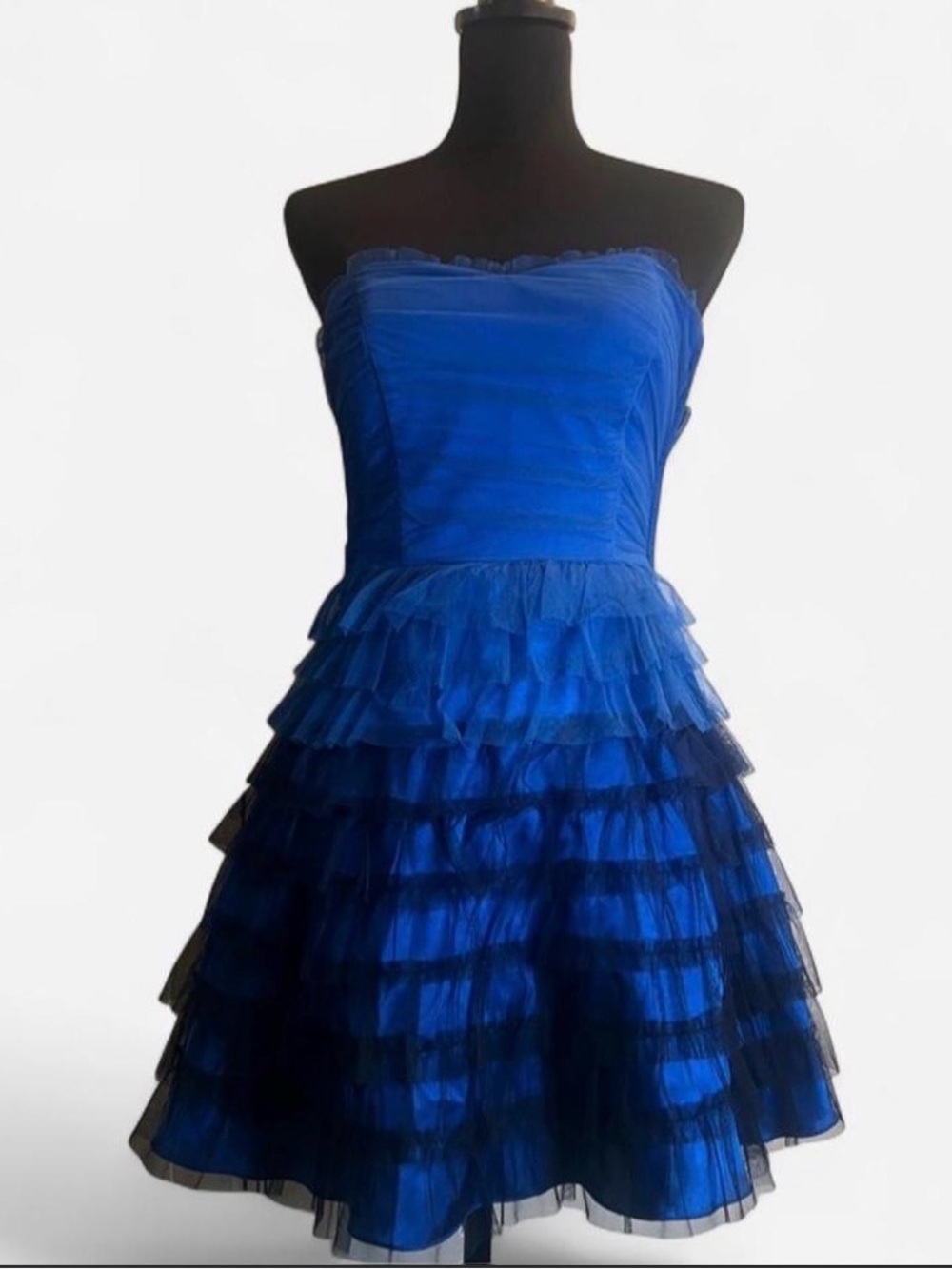 Teeze Me Royal Blue Strapless Tiered Mini Dress